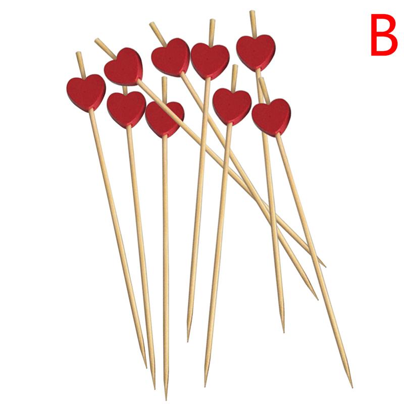 100 шт./пакет Сердце бамбуковые палочки для еды шведский стол кексы фрукты вилка торт десерт палочки