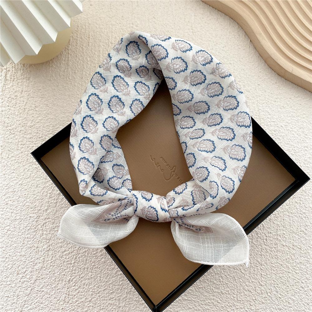 Маленький квадратный шарф из хлопка и льна, шелковый шарф, женский, весна и осень, новый стиль, художественный и универсальный, модный, темпераментный шарф-повязка на голову