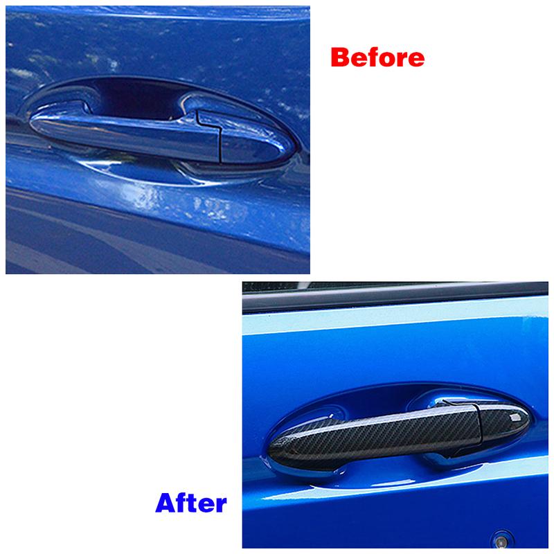 Door Handle Cover For Honda Jazz Fit GK5 GP5 2014- Carbon Fiber Color Modify Refit Chrome Decoration Trim Decor Sticker