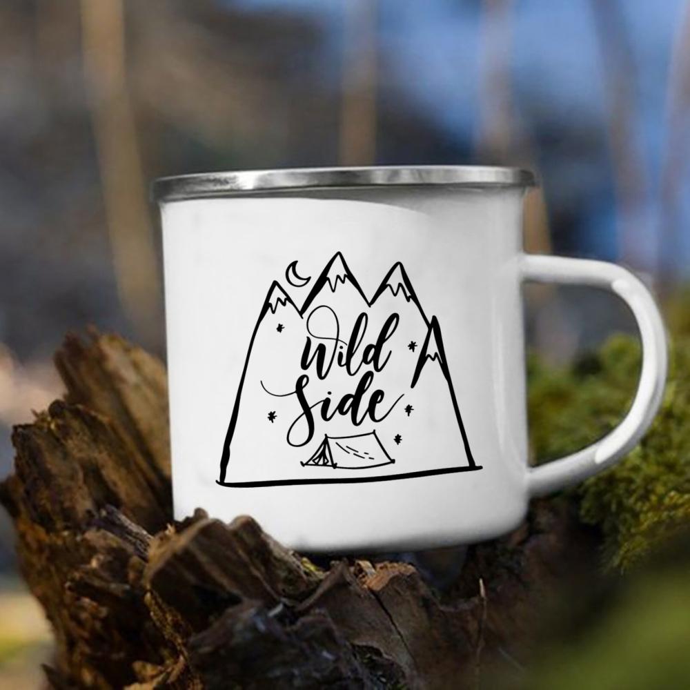Let's Go Travel The World Camping Enamel Cup Handle Cups Coffee Tea Milk Mugs Party Best Gifts Camping Campfire Coffee Mugs