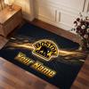 Boston Bruins Personalized Crystal Velvet Carpet, Customized Name Text Soft Anti‑Slip Rug for Living Room Bedroom