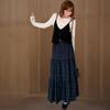 New Arrivals Open Run Women Classic Check Pattern Long Skirt Cotton Rayon Ruffle