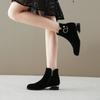 Autumn and Winter Thick Heeled Short Boots Women's Shoes Ankle Boots Low Heels Short Cow Suede Shoes Women's Boots