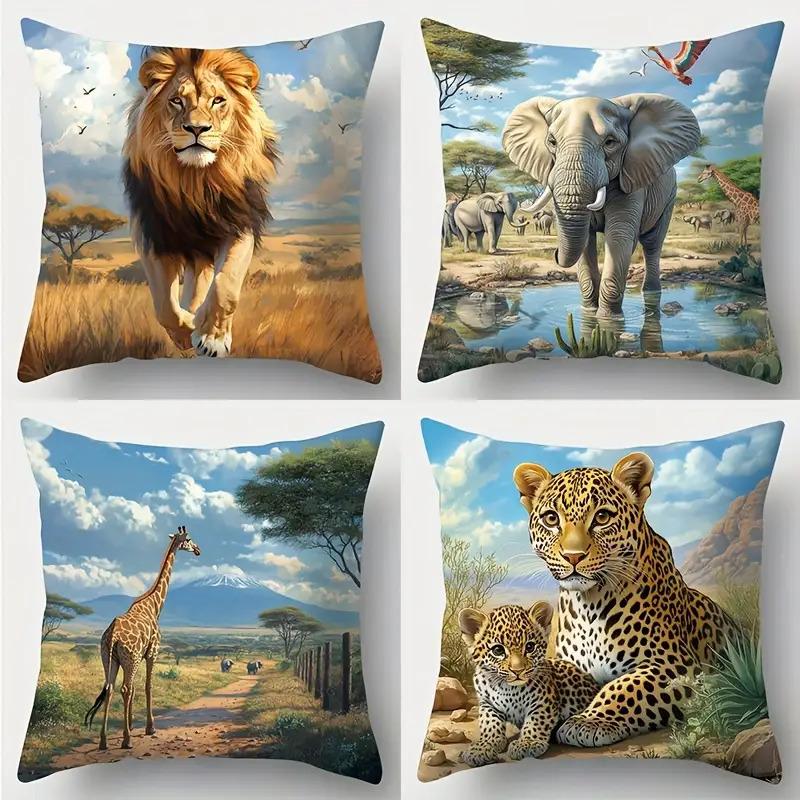pcs African grassland animals singlesided digital printing Short plush Suitable living rooms bedrooms sofas zippered closure