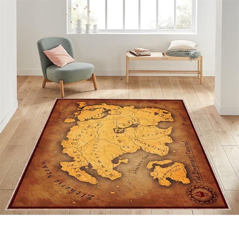 The Empire of Tamriel Retro Map Rugs Fantastic Rug Popular Rug Magic Rug Retro World Map Rug Geography Themed Carpet Co Ol Rug