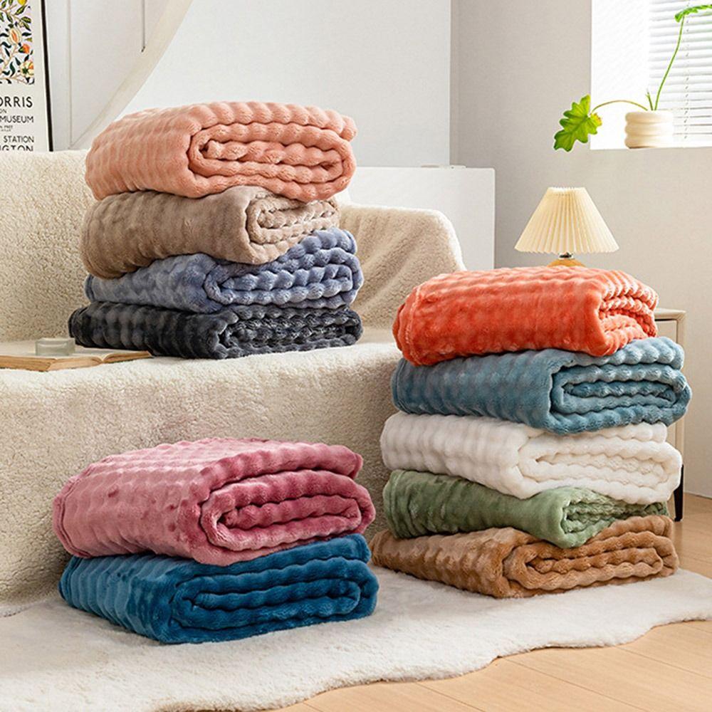 70x100cm Monolayer Flannel Blanket Simple Thickened Sofa Throw New Bed Cover