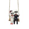 Swing Skeleton Couple Garden Statue Outdoor Halloween Decor, Cute Skull Figurine Resin Sculpture Tree Hanging Ornaments