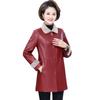 Mom's Medium and Long Leather Jacket Women's 50-year-old 60-year-old Leather Jacket Middle-aged and Elderly Women's Winter