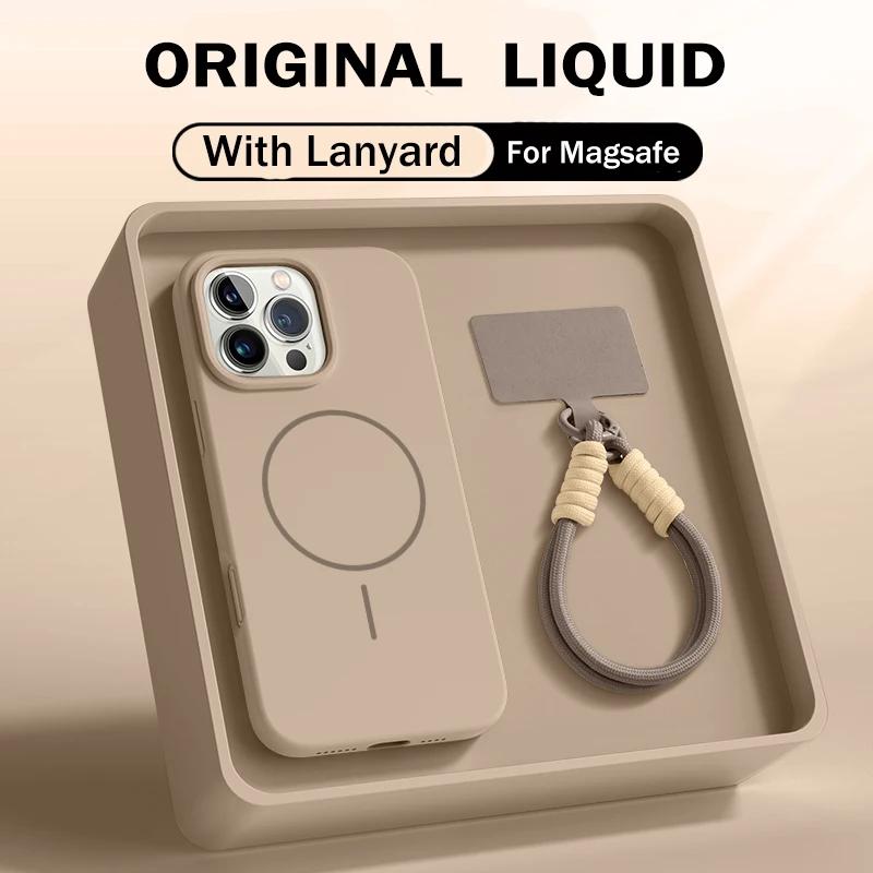 Liquid Silicone Lanyard Phone Case For For Iphone 17 17E 16 1 14 13 Pro Max For  Magnetic Strap Protector Back Cover