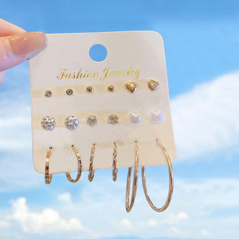 iF ME Модный комплект жемчужных серег, женские роскошные серьги-гвоздики с бабочкой и сердцем, золотые серьги-гвоздики из смолы, серьги-кольца, ювелирные аксессуары