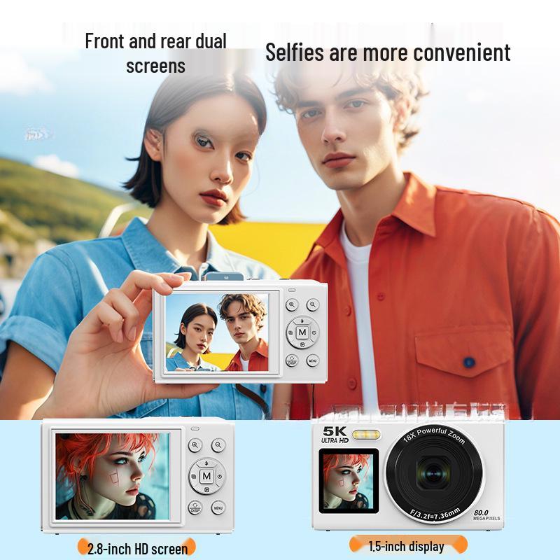 Dual Screen HD Digital Camera for Selfies & Video, Portable with Phone Transfer Capability