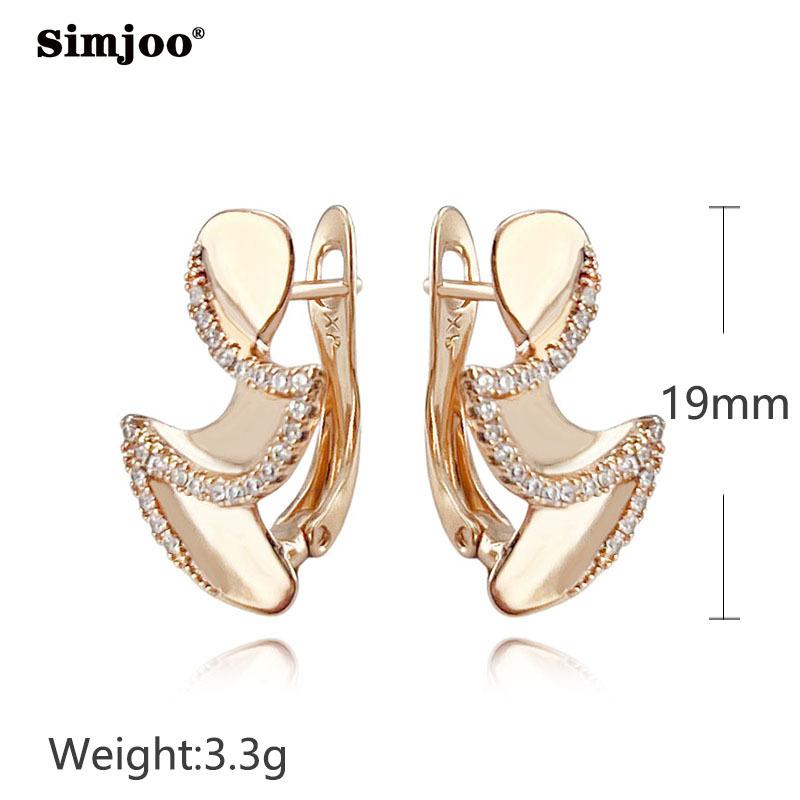 SIMJOO модные серьги-гвоздики цвета розового золота с геометрическим цирконием