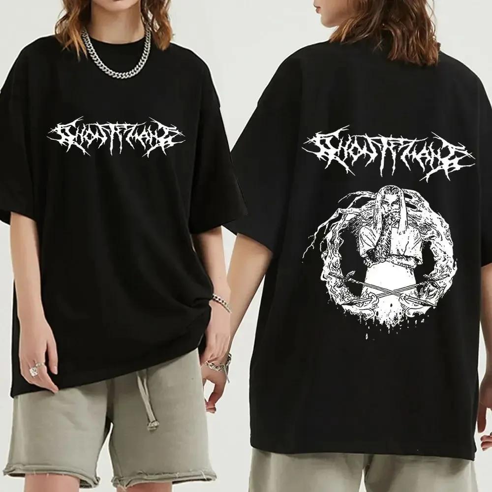 Ghostemane Double Sided Print T-Shirt Oversized Men 100 Cotton Tshirt Fashion Women Hip Hop Metal Gothic Rock T Shirt Streetwear