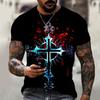 Men's Printed Color Cross Pattern 3D Short Sleeved T-shirt Summer Casual Sportswear Men's Short Sleeved Top