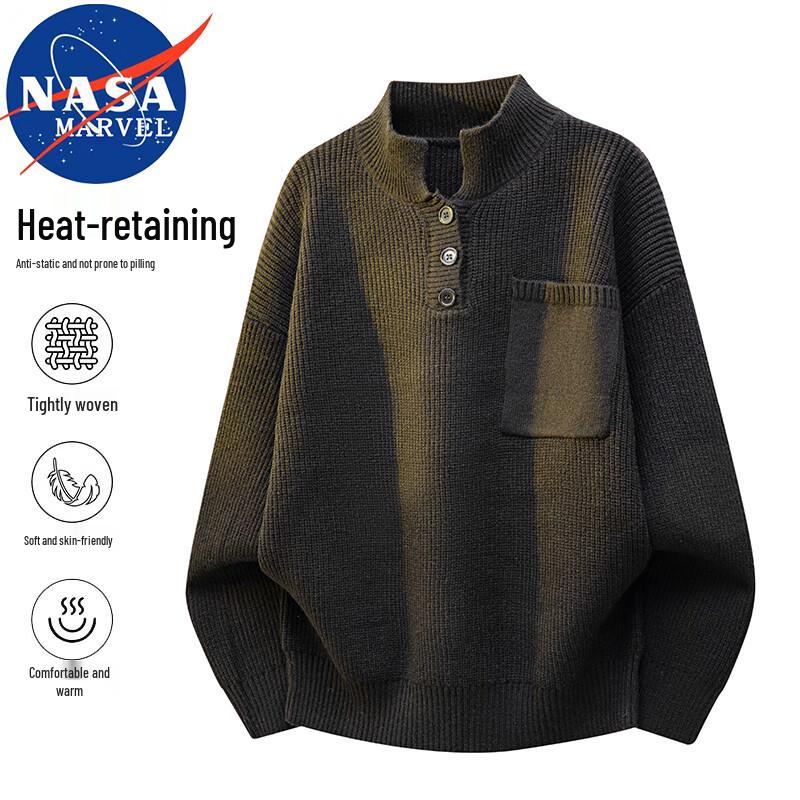 NASA MARVEL Men's Stand-Up Collar Knit Sweater