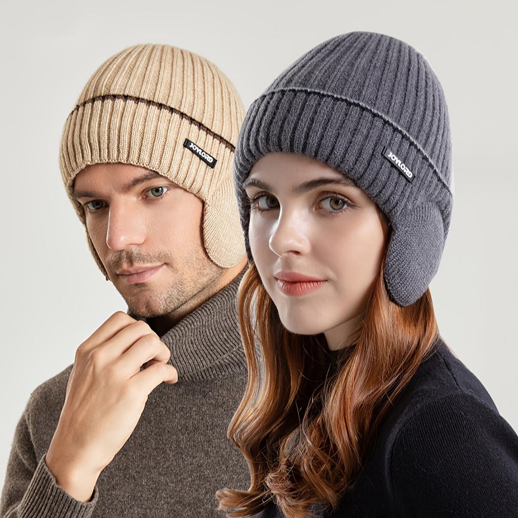 1pc Men's And Women's Outdoor Plus Velvet Thickened Knitted Hat, Winter Ear Protection Warm Hat