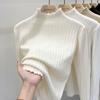 Autumn and Winter Women's Bottoming Shirt Knit Sweater Wooden Ear Edge Soft Half-high Neck Bottoming Shirt Long Sleeve Tops