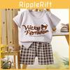 Летний комплект для малышей и детей с коротким рукавом и шортами с мультяшными рисунками для мальчиков и девочек