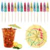 20pcs Handle Bar Cocktail Decor Mixed Color Mini Umbrella Toothpicks Parasol Snack Cocktail