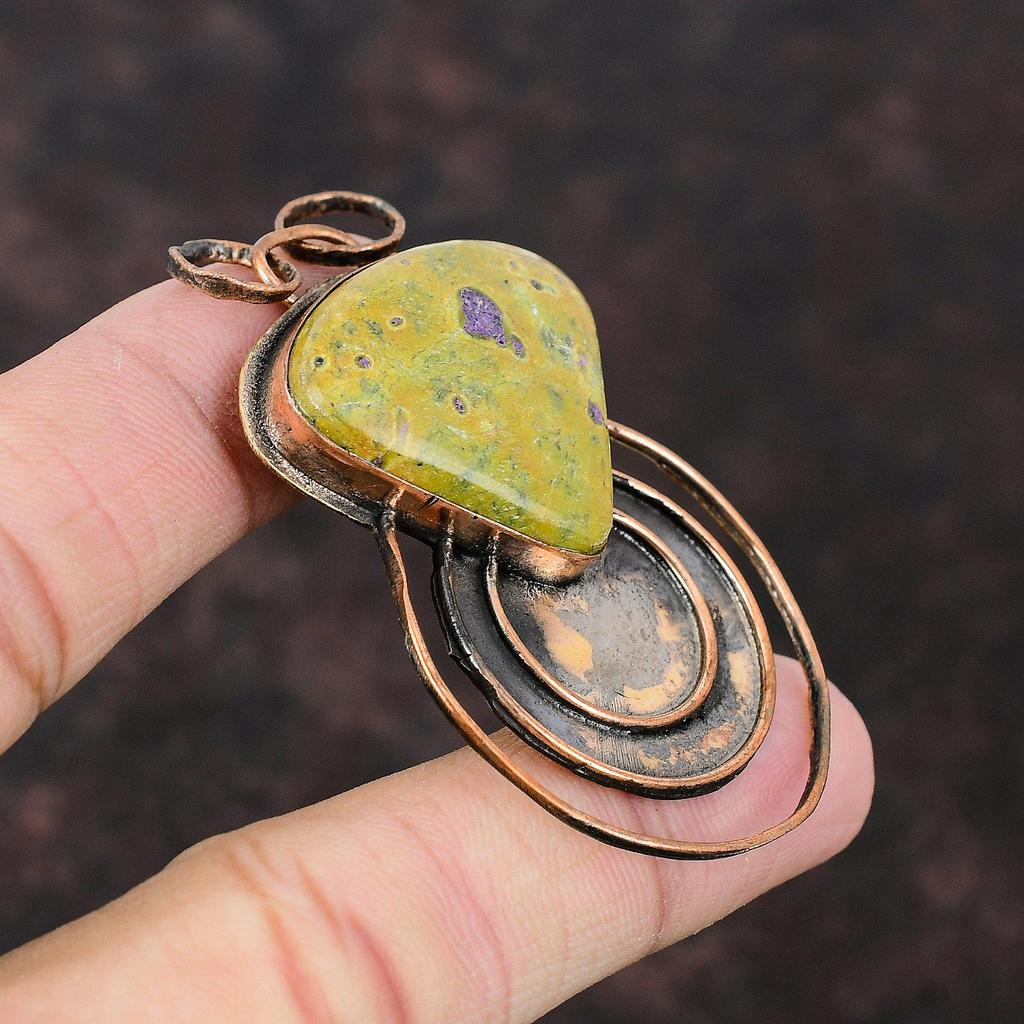 Подвеска из стихтита, медная подвеска, подвеска ручной работы, свадебное украшение, кулон из натурального драгоценного камня, изумительное медное украшение, подвеска в этническом стиле