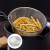 French Fries Basket Stainless Steel Fry Baskets With Handle Deep Fryer Strainer Blanching Basket Deep Fryer Skimmer