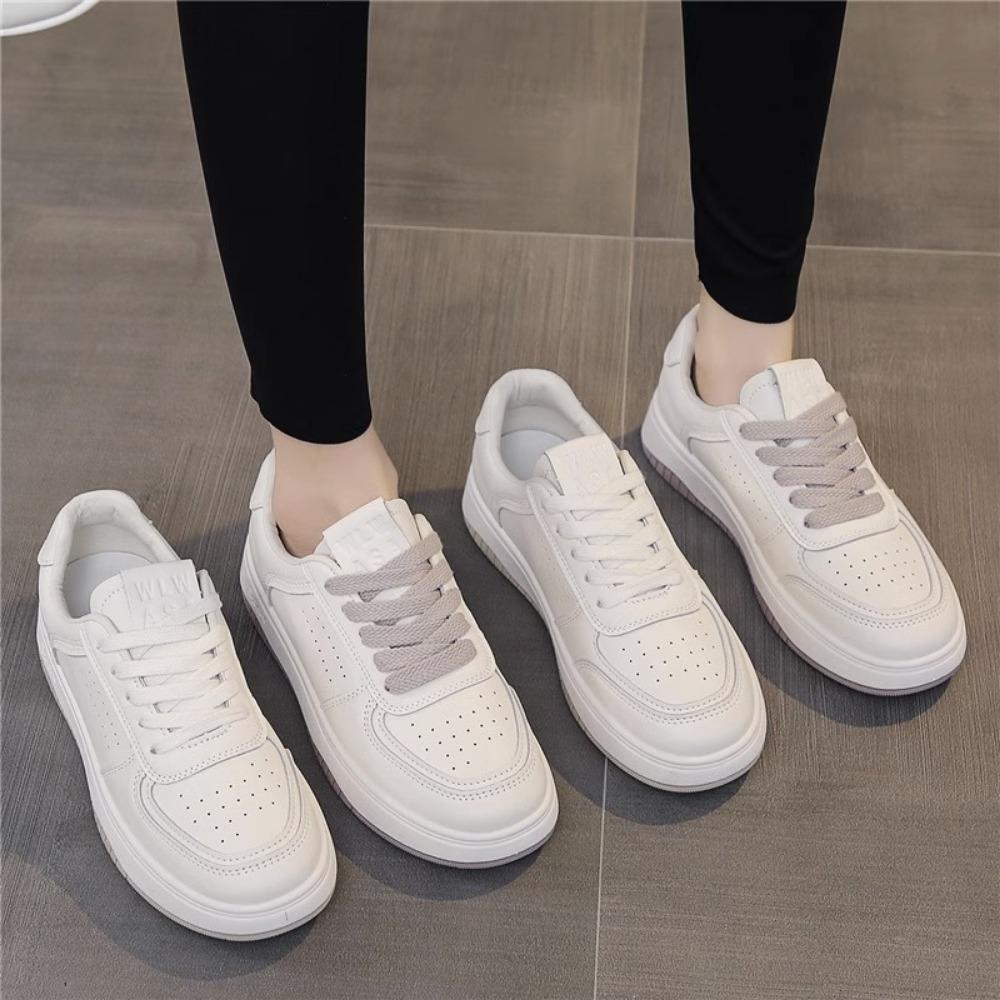 Белые туфли из натуральной кожи, женская повседневная спортивная обувь, весна 2024, новые универсальные дышащие женские туфли, белые кроссовки для женщин