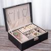 2 Layer Double-layer Jewelry Box with Lock Jewelry Display Case  Home and Travel