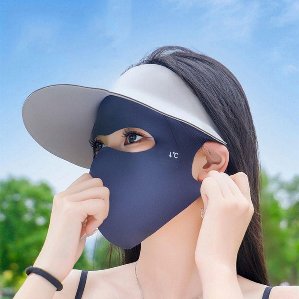 Full-Face Ice Silk Face Cover Reusable Ice Silk Sunscreen Mask Fashion UV Face Mask  Hiking