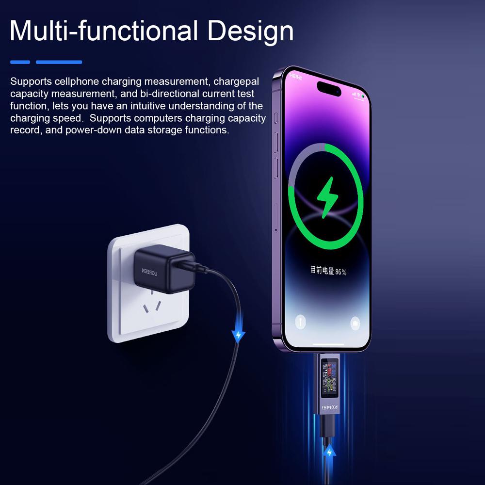 Type C Cellphone Charging Tester PD Direct Current Voltmeter Aluminum Alloy Housing Power Meter Support 4 30V Voltage 0