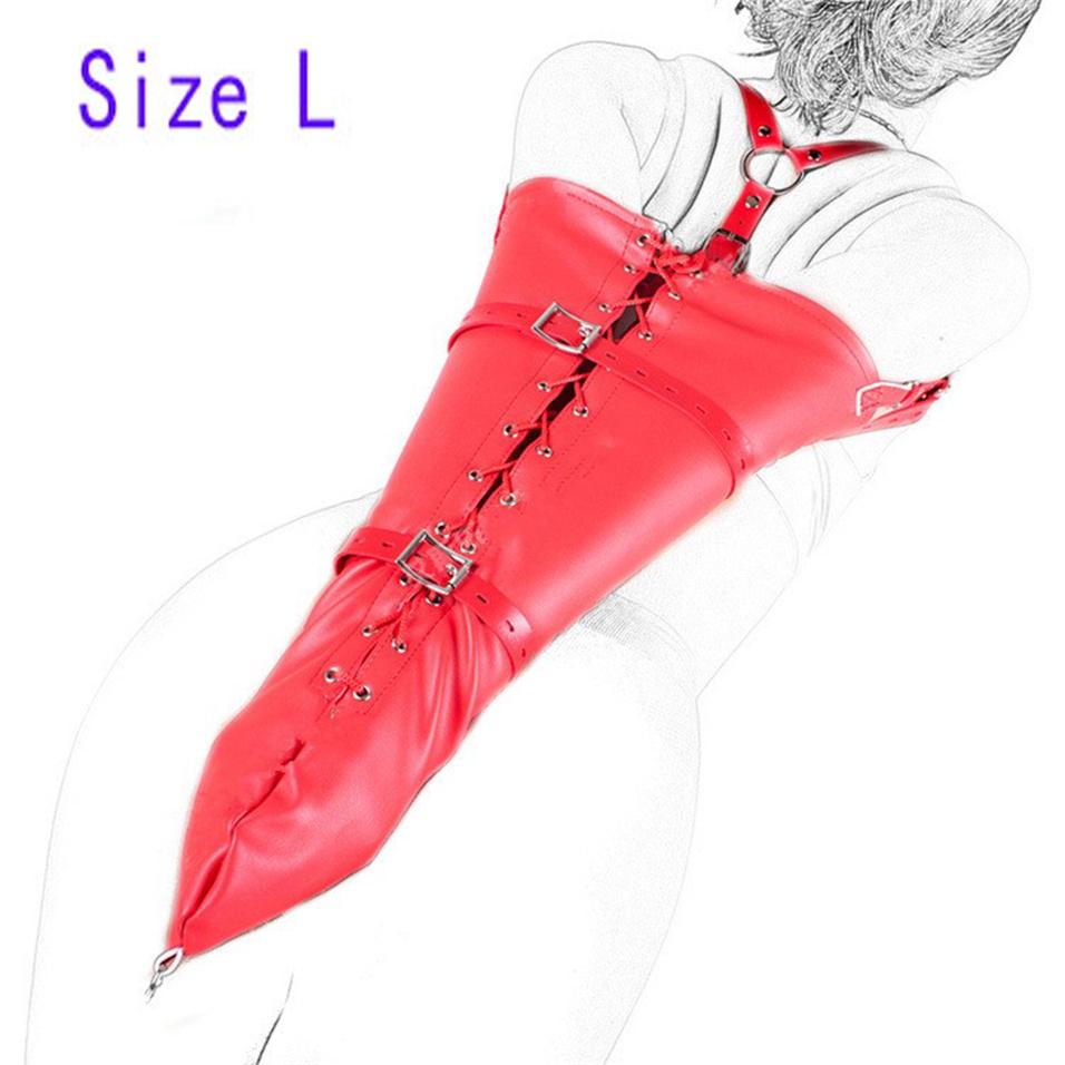 BDSM Bondage Leg/Arm Binder,Behind Back Straight Jacket,SM Leather Armbinder Restraint Slave Lockable Glove With Shoulder