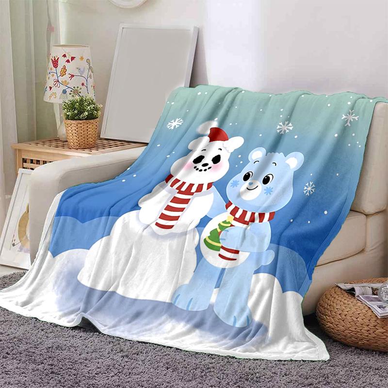 1Pc Polar Bears Winter Wonderland Blanket Soft And Comfortable Casual Warm Camping Travel Christmas Halloween Gift M921125