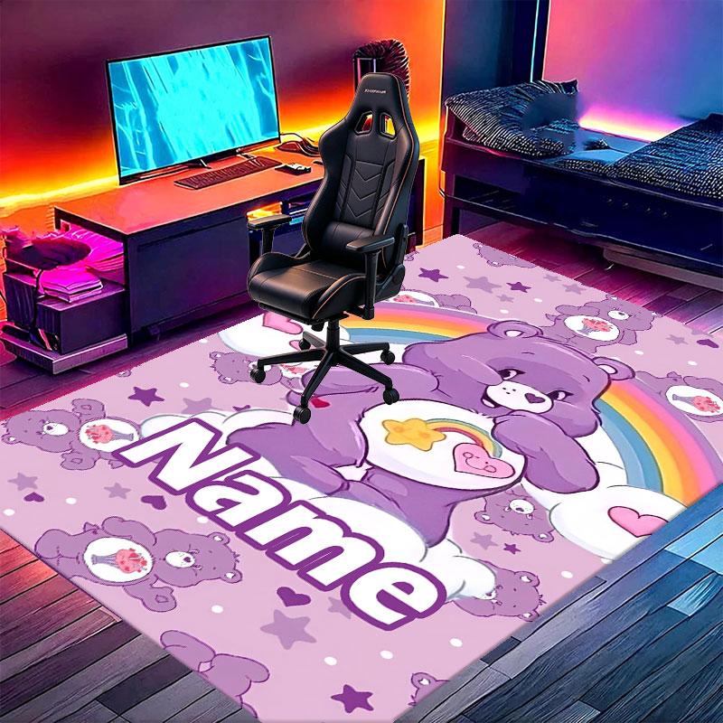 Custom Name Personalized Care Bears Print Carpet, Versatile Home Decor Rug, for Playroom, Apartment, Balcony, Entryway, Hallway Gift