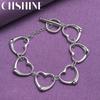 CHSHINE 925 Sterling Silver Love Heart Chain Bracelet For Women Wedding Party Fashion Charm Jewelry