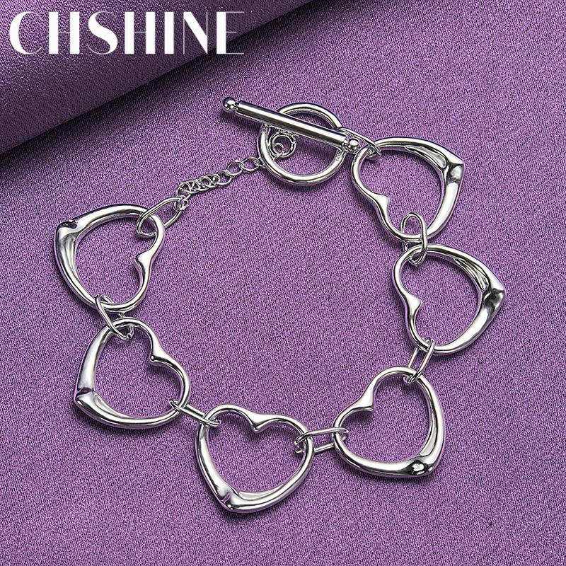 CHSHINE Стерлингового Серебра 925 пробы Сердце Любовь Браслет-Цепочка Для Женщин Свадебная Вечеринка Модные Очаровательные Ювелирные Изделия