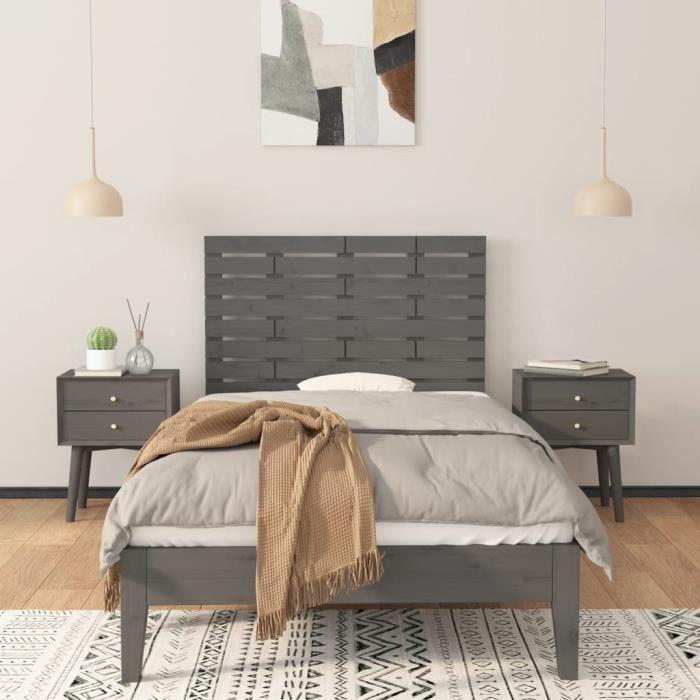 824725 vidaXL Wall-mounted Headboard Grey 96x3x63 Cm Solid Pine Wood