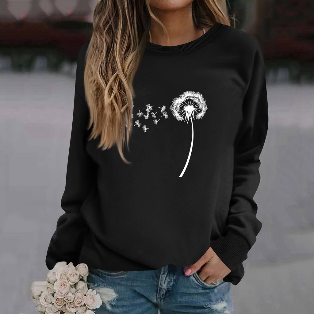 Женская модная повседневная толстовка с длинным рукавом и круглым вырезом с принтом