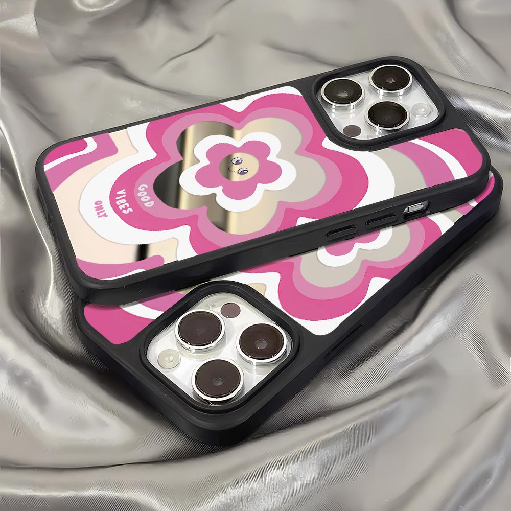 Mirror Phone Case for iPhone 15 11 13 14 for 15 16 Pro Max 12 13 16 Pro Cloud Flower and Animal Cute Style Phone Case