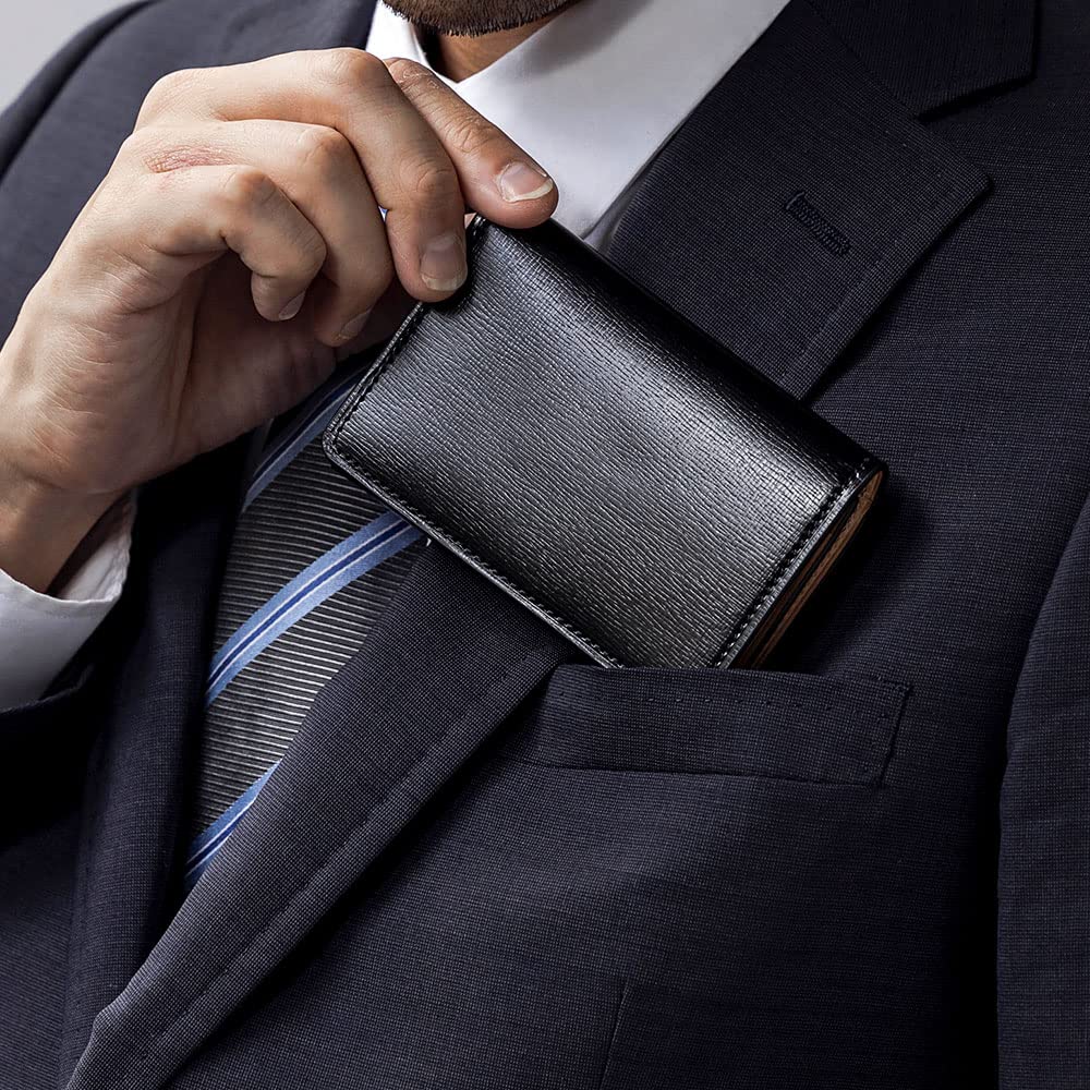 Визитница из натуральной кожи кордован, чехол для визиток из воловьей кожи для мужчин и женщин, черный [Flying Horse] (11. (Зерно))