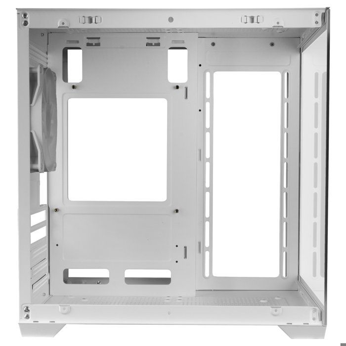 Mars Gaming MC-VIEW2, Boîtier MicroATX, Double Verre Trempé, 1x Ventilateur FRGB 120mm, Refroidissement 240mm, Chambre Double, Blanc