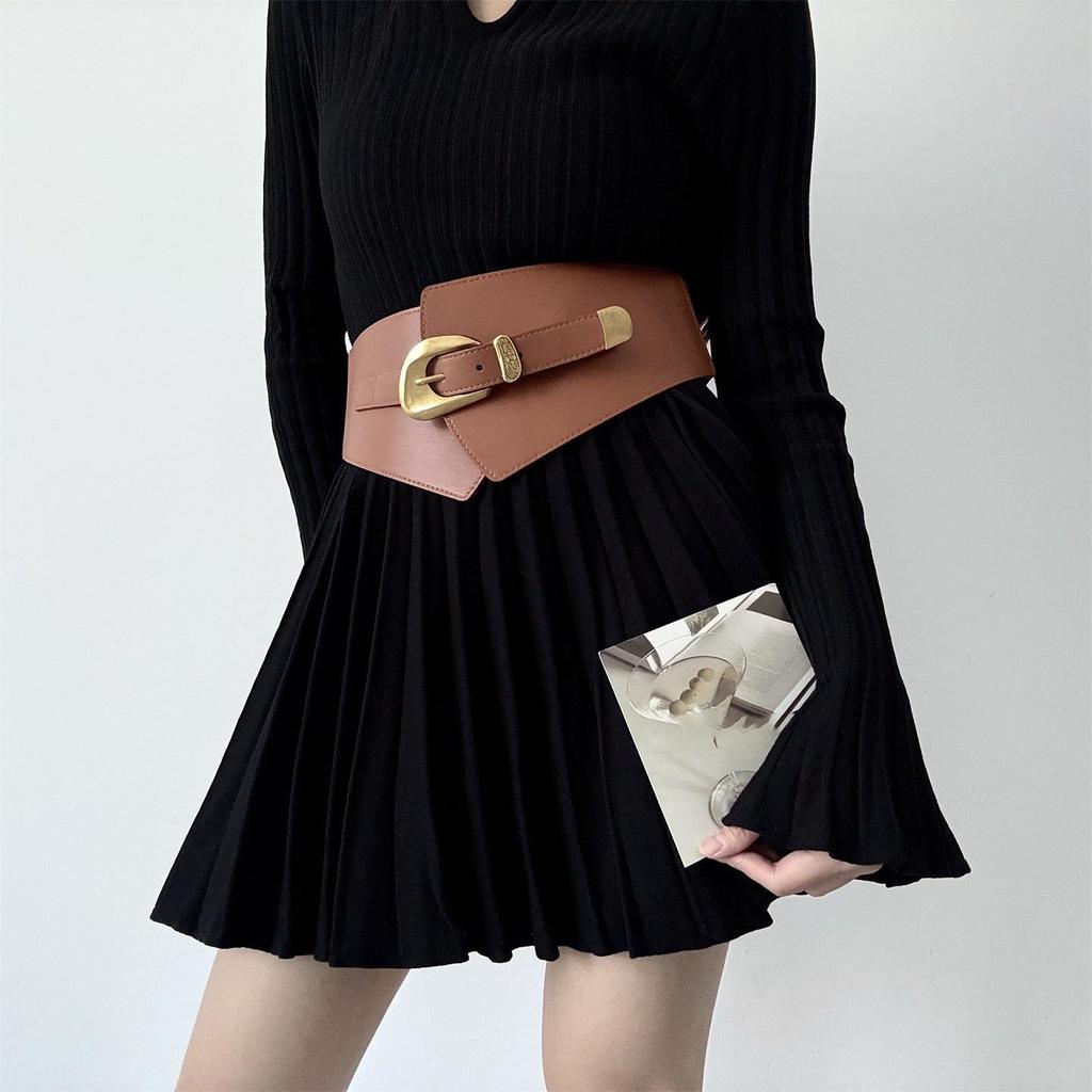 Ретро Кожаный Эластичный Пояс - Легкая Роскошь и Универсальная Поясная Цепочка для Осени/Зимы