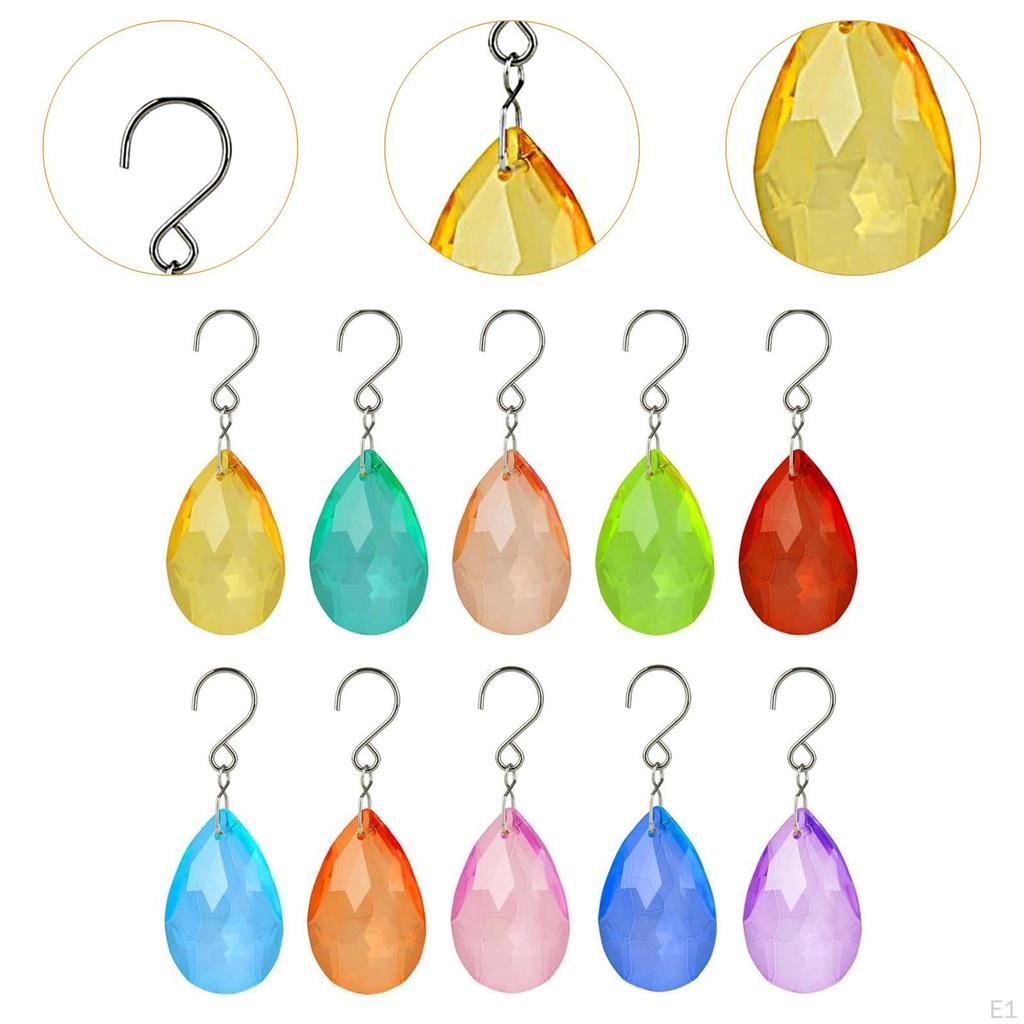 10 Pieces Teardrop Pendants Shiny Garden Suncatcher for Light Party Festive