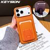 KEYSION Чехол-кошелек с держателем для карт для iPhone 16 17 Pro Max 17 Air 16 Plus Силикон+ПК Вертикальная подставка Противоударный чехол