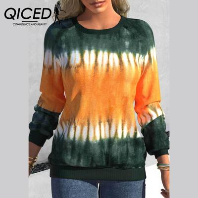 Женская модная повседневная футболка с длинным рукавом и круглым вырезом и топ