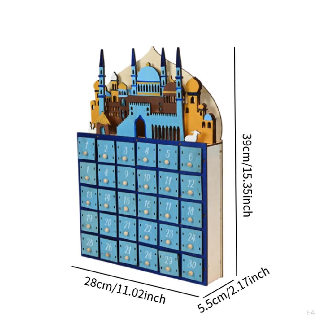 Wooden LED Countdown Calendar Gift Ramadan Decoration for Cabinet Bookshelf