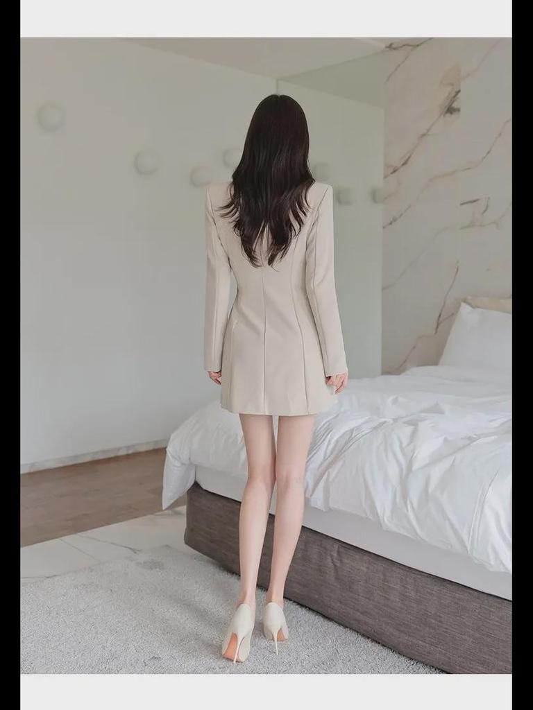 Elegant Pleated Suit Skirt with Professional Collar - Women's Autumn Fashion