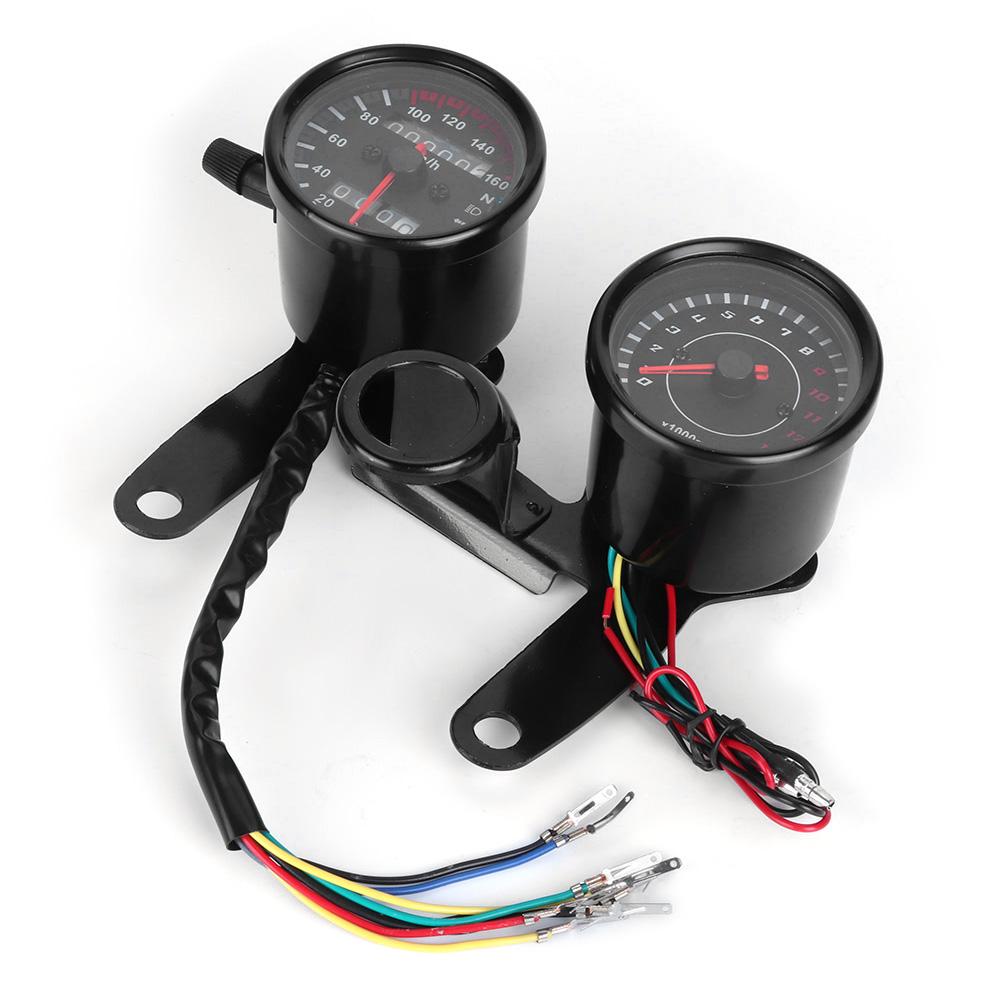 12V 0 160 км/ч 13000 об/мин Светодиодная подсветка Спидометр Одометр Тахометр Мотоциклетный Универсальный Прибор Переоборудование