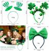 St. Patrick's Day Green Clover Hair Band Elf Hat Headband Set