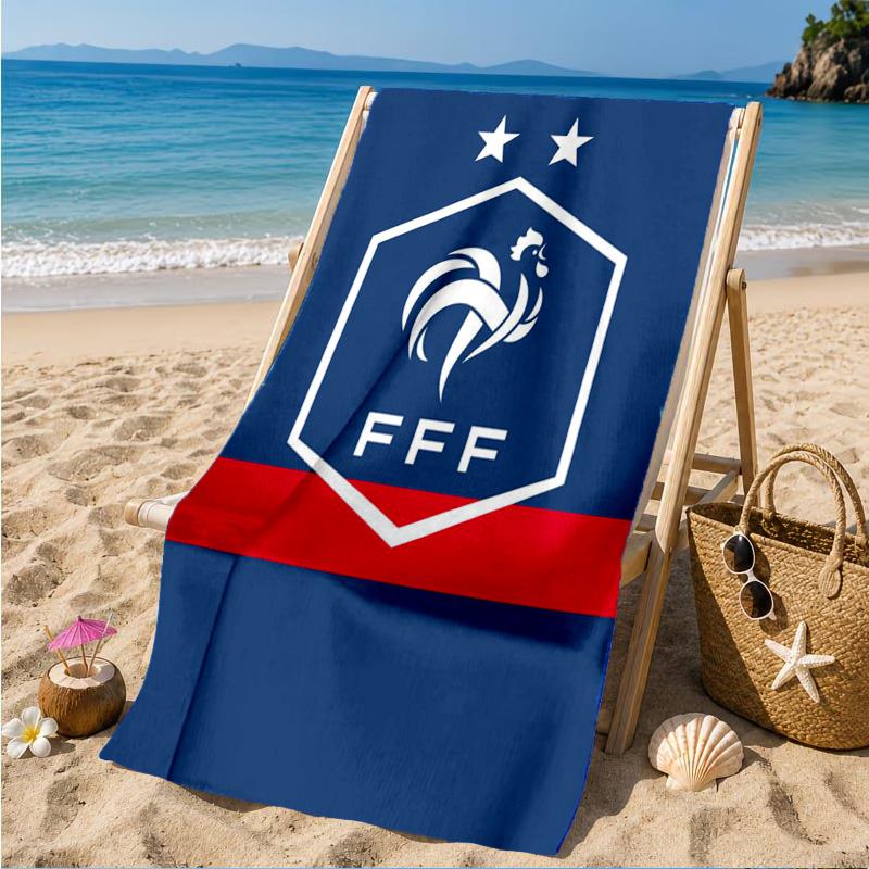 France Soccer Club Emblem Printed Microfiber Beach Towel, Soft And Absorbent, Quick-Dry, Ideal for Summer Travel, Beach Essential, Swimming Pool