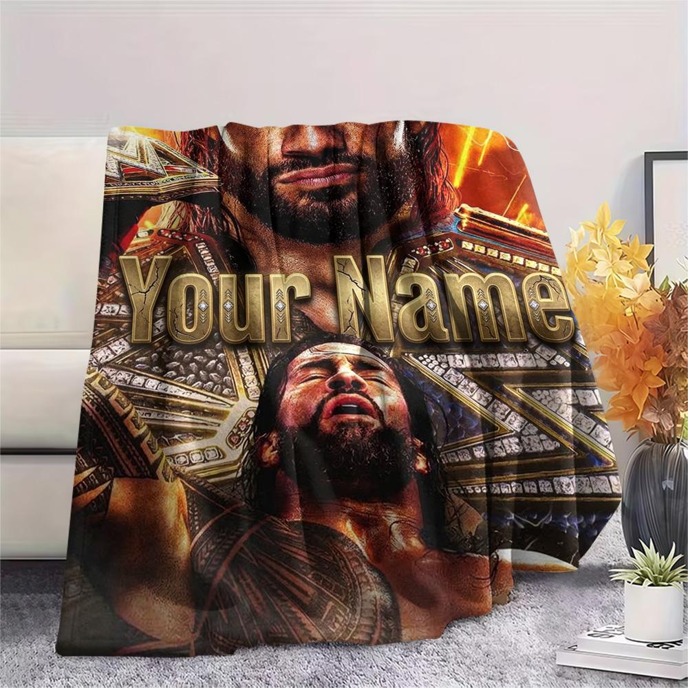 1PC Champion Poster Custom Name Patterned Flannel Blanket Suitable For All Seasons For Home Decor Warmth And Comfort Gifts Holiday Present