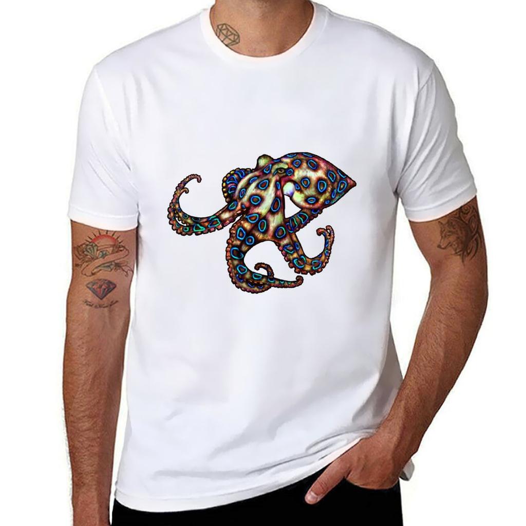 Blue Ring Octopus Tshirt Work Casual Loose Fit Tshirt